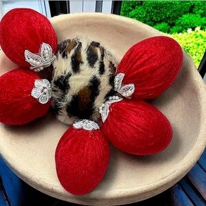 Easter Egg Set 6, Vase Filler, Velvet Eggs, Spring Decorations, Leopard Print